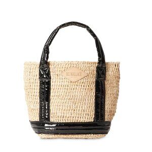 MZ Wallace Mini Black & Tan Raffia Tote